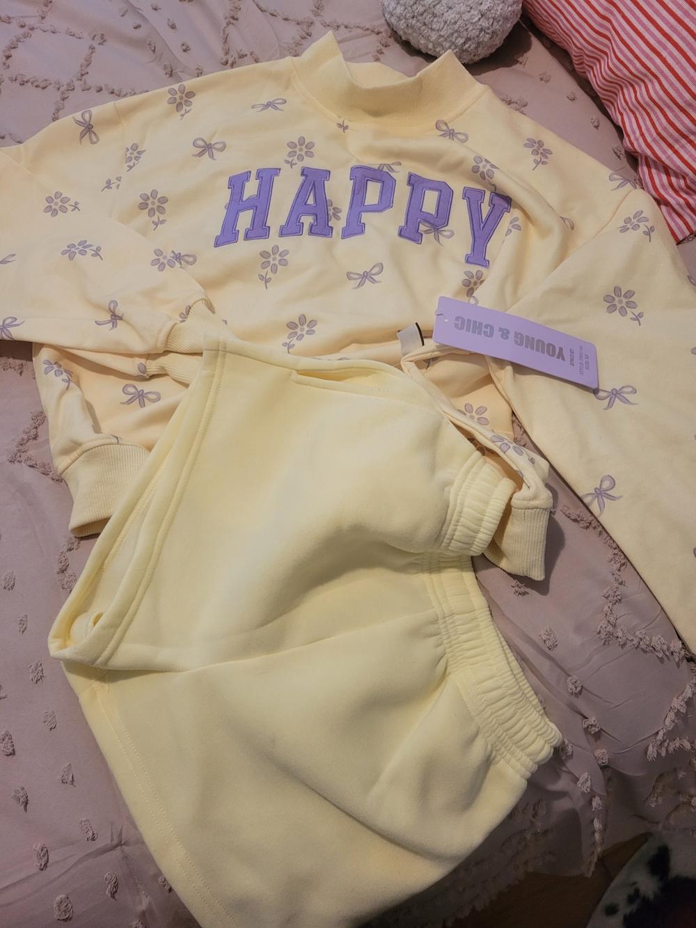 Kids "Happy" Yellow Floral Pajama Set
